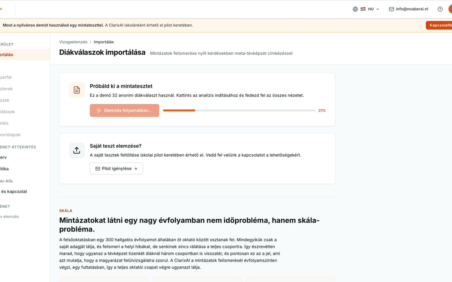 ClarixAI dashboard with analysed student-answer panels