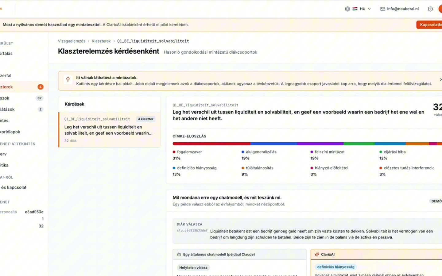 Second analysed-answers panel with thresholded tags