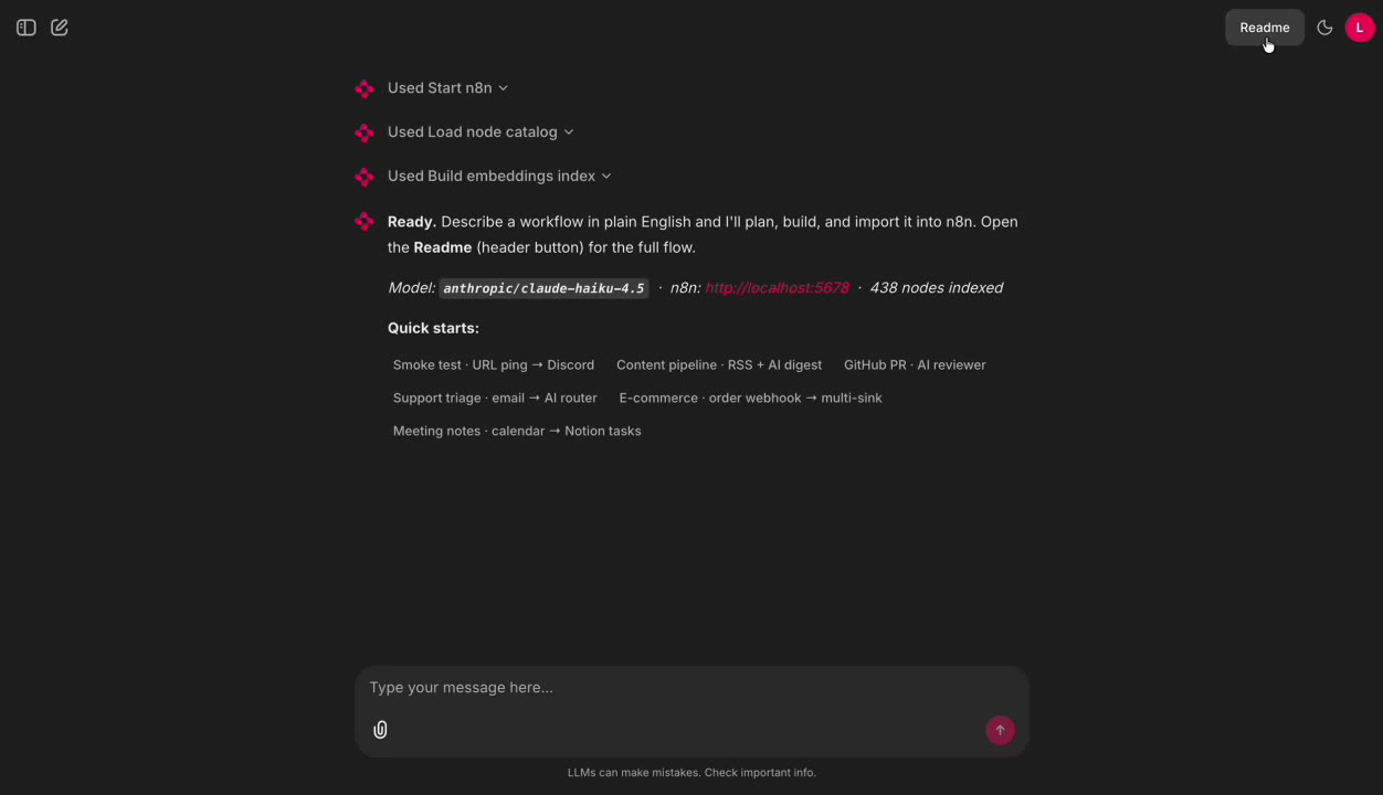 n8n AI Workflow Generator · describe a workflow in plain language, ship n8n nodes