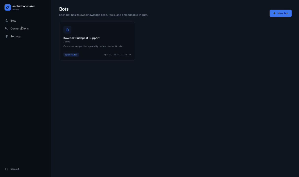 AI Chatbot Maker · SaaS platform for building private company chatbots