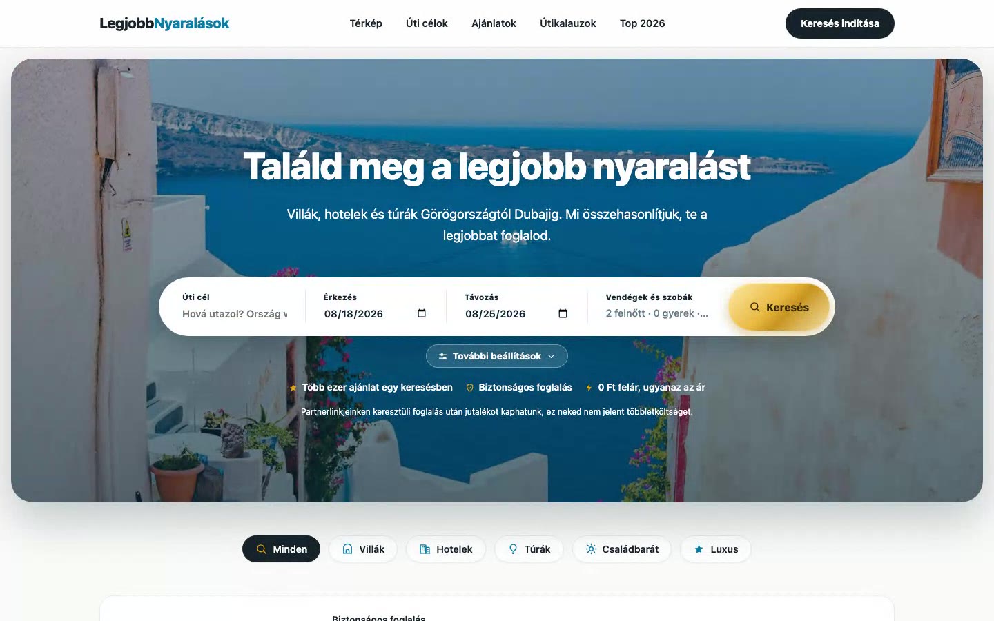 legjobbnyaralasok.hu · curated vacation marketplace